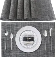 Tischsets Abwaschbar 6er Set, Platzset PVC Hitzebeständig rutschfest, Platzdeckchen für küche Speisetisch Hotel, 45x30cm (Dunkelgrau)