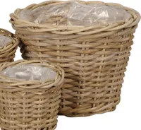 Pflanzkorb BASKET grau braun D32cm Rattankorb Kooboo Farmhouse Deko - GROSS