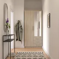 Drehtürenschrank Kleiderschrank Schrank mit Spiegel 100 cm Sonoma/Sonoma - Szantal 1D