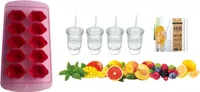 Eiswürfelform Silikon Einfache Eisfreigabe Eiswürfelform Eiswürfelbehälter für Cocktails Whisky Saft Wasser und andere Getränke+ Gläser Set 4 Stück + Glashalme