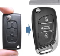 Klapp Schlüssel UMBAU Gehäuse Fernbedienung 3 Tasten VA2 Rohling kompatibel mit Citroen/Peugeot/FIAT