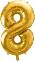 Złoty balon foliowy w kształcie cyfry ''8'' - idealny na urodziny i jubileusze! Rozmiar 86 cm - stwórz niezapomniane chwile i wyjątkowy wystrój!