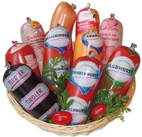 Mini-Sonderpaket mit Bierschinken, Gelbwurst, feine Schinkenwurst, Jagdwurst, Göttinger, Tiroler, uvm! Aus Bayern vom Landmetzger Schiessl, ca. 2,6 kg