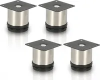 Yakimz 4x Möbelfuß Möbelfüsse Edelstahl Fuss Durchmesser 40 mm Höhe 50mm Schwarz Höhenverstellbar