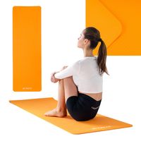 TREXO Yogamatten, weicher TPE-Schaumstoff, 183 x 61 cm, 6 mm stark, orange, für Pilates, Stretching und Gymnastik in der Halle YM-T01P