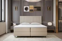 TRADA Boxspringbett 160 x 200 Estepona mit Bettkasten und Pocket-Matratze Hellbeige