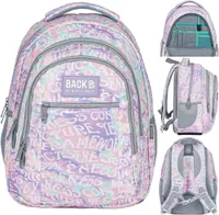 Derform BACKUP Schulrucksack mit drei Fächern, Modell O, CREAM WRITINGS