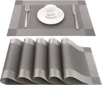 Platzset Abwischbar,Tischset Abwaschbar Grau 6er Set PVC Abgrifffeste Hitzebeständig rutschfest Platzdeckchen für Küche,Zuhause,Restaurant,Speisetisch,45cmx30cm