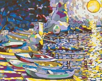 Zuty - Malen nach Zahlen - FLACHBOOT AM WASSER, 40x50 cm, mit Keilrahmen (bereits gespannt)
