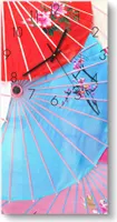 DEQORI Glasuhr 30x60 cm Zahlen 'Bunte Schirmvielfalt' Wanduhr Glas Uhr Design leise Küchenuhr