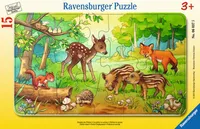 15 Teile Ravensburger Kinder Rahmen Puzzle Tierkinder des Waldes 06376