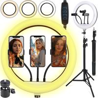 Ringlicht mit Stativ 10 Zoll Ringlicht Stativ bis 220cm Selfie Ringleuchte mit 3 Farbe und 11 Helligkeitsstufen Make-up Live-Streaming YouTube Retoo