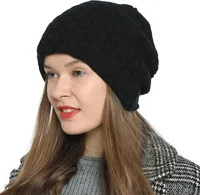 DonDon Damen Slouch Beanie Wintermütze mit sehr weichem Innenfutter - schwarz