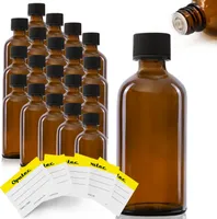 20 x 100ml Tröpfler-Flasche, Braunglas, schwarzer Deckel