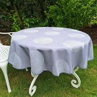 Pflegeleichte moderne Tischdecke rund Ø 160 cm grau mit Kreisen für Garten Terrasse Schmutzabweisend