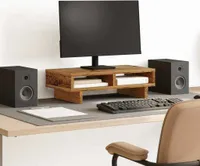 vidaXL Stojan na monitory vzhľad starého dreva 50x27x15 cm materiál na báze dreva