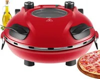 Steinborg Pizzaofen elektrisch mit 32 cm Pizzastein | Timer | 5 Stufen | 1200 Watt | 390°C | Pizzabackofen | Pizza-Backstation | Elektrischer Pizzagrill | Pizzabackmaschine | Pizza Bräter | Pizzaofenherd