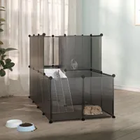 vidaXL Klietka pre malé zvieratá čierna 142x74x93 cm PP a oceľ