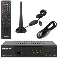 Megasat T644 DVB-T2 Receiver + aktive Zimmerantenne + HDMI Kabel, HDTV für frei Empfangbare DVB-T2 Sender , schwarz