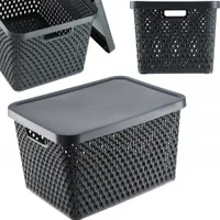 KADAX Aufbewahrungskorb, Korb mit Deckel, Aufbewahrungskiste, Aufbewahrungsbox aus Plastik (18L, Grau)