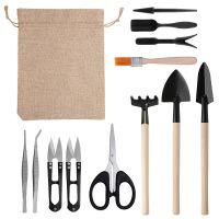 HappySeed Bonsai Werkzeug-Set 13-teilig mit praktischem Aufbewahrungsbeutel Mini Gartenwerkzeug für Zimmerpflanzen und eine professionelle Bonsai-Zucht 