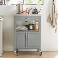 SoBuy FKW22-HG Kuchynský vozík s nerezovou doskou Kuchynský vozík Servírovací vozík Nápojový vozík do kancelárie WHT cca: 60x92x44cm