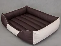 Hundebett Haustierbett Liegen Hundekissen Kissen Bett Hundeliege Hundematratze Sofa Tierbett Hundesofa Matratze, Braun mit Beige, XL - 85 x 65 cm