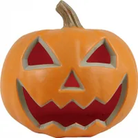 Schauriger Halloween Kürbis mit LED Licht 23 cm