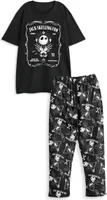The Nightmare Before Christmas - Schlafanzug mit langer Hose für Herren kurzärmlig NS8823 (S) (Schwarz/Weiß)