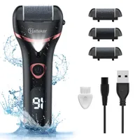 HATTEKER Elektrischer Fußschleifer HT-555 mit LED-Display – 3 Schleifköpfe, wasserdicht, USB-Ladung, Hornhautentferner Schwarz