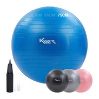 KM-Fit lopta na cvičenie 75 cm, tréningová lopta so vzduchovou pumpou, lopta na sedenie, kancelárska lopta proti prasknutiu, bez BPA, lopta na cvičenie, modrá