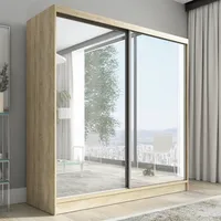 Schwebetürenschrank, 2-türig Schrank mit Spiegel  IVAR 200 cm (Braun)