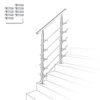 SWANEW Schodiskové zábradlie z nehrdzavejúcej ocele Balkónové zábradlie Ø 42 mm pre vnútorné a vonkajšie záhradné schodisko 150 cm 5 priečok