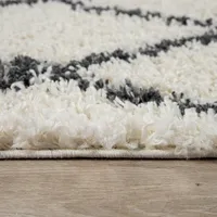 Teppich Hochflor Wohnzimmer Shaggy Modernes Skandinavisches Design Mit Rauten Größe 60x100 cm