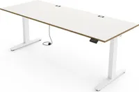Yaasa Desk Expert Höhenverstellbarer Schreibtisch Elektrisch 140 x 80 cm, Multiplex-Weiß/Weiß – Handschalter – 9 Speicherfunktionen – Höhenanzeige