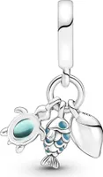 Pandora Charm Anhänger 791697C01 Fish Sea Turtle ConchSilber mixed Murano Glastürkis Emaille Fisch Schildkröte Muschel
