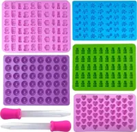 Gummibärchen Form,5 Stück Bonbon Formen Silikon mit 2 Pipetten,Silikonform Gummibärchen,Bonbonform Silikon für Süßigkeiten,Gelee,Schokolade