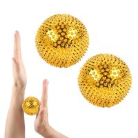 2 Stück Magnetische Akupressurkugeln Igelball Massageball Magnetic Spiked Massage Ball - 56mm Durchmesser - Akupressur Massagegerät (Gold)