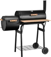 MARK ADLER Roast 7.0 | BBQ Grill Smoker Holzkohlegrill Räucherofen Gartengrill | Multifunktion Groß Rost Transporträder Temperaturanzeige | Schwarz