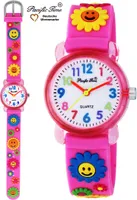 Pacific Time Kinder Armbanduhr Mädchen Uhr rosa Blumen Silikonarmband 20042