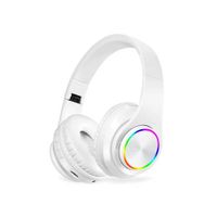 Wireless Bluetooth Headset, Glühende Ohr Kopfhörer Stereo Musik Kopfhörer, Einstellbare Stirnband Kopfhörer, On Ear Kopfhörer Bluetooth 5.0 Kabellos für Laptops, Tablets, Mac, Weiß