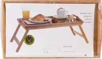 Bambus Betttablett mit Füßen - 50 x 30 cm - Holz Servier Tablett klappbar