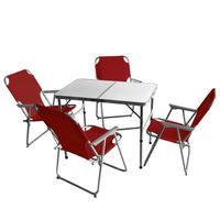 5-tlg Schwarz Campingmöbel Set Tisch mit Tragegriff und Stühle mit Tasche 