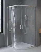 Kabina prysznicowa natryskowa półokrągła chrom 90x90x190 cm, drzwi rozsuwane, przezroczyste szkło hartowane 6 mm, metalowe uchwyty | BADLAND HELA