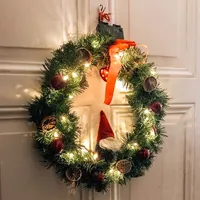 Türkranz LED beleuchtet Deko Ø 60 cm grün Weihnachten Winter Batterie 6h-Timer
