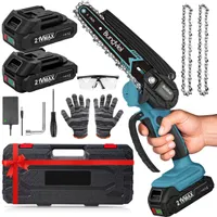 Mini Kettensäge mit Akku, 6 Zoll Akku Kettensäge mit 2 * 2.0Ah Akkus und Ladegerät, 2 Ketten, Einhand Kettensäge Elektrisch für Gartenbäumen Astschere