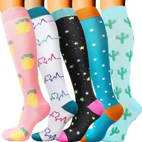 ALSTER HERZ® 3 Paar bunte Kompressionsstrümpfe Damen Reisestrümpfe mit Motiv, Gr.36-41, A0376 gemischte Farben