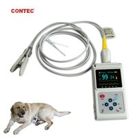 24 Stunden Tragbares Veterinär-Pulsoximeter SpO2-Blutsauerstoffmonitor Zungen-/Ohrsonde Hund Katze PC-Software