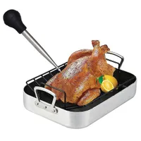 Sada 4 pekáčů na krocany Best Utensils, komerční silikonová baňka včetně jehly na vstřikování marinády do masa s čisticím kartáčkem