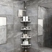 Badregal Teleskopregal Edelstahl 4 Böden Eckregal Duschablage Duschregal 105-310 cm